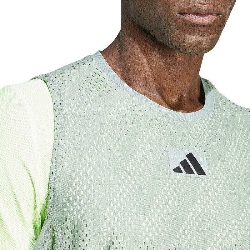 adidas Mesh Layering Pro Tee (M) (Silver Green) vid-40381335961687 @size_L ^color_GRN