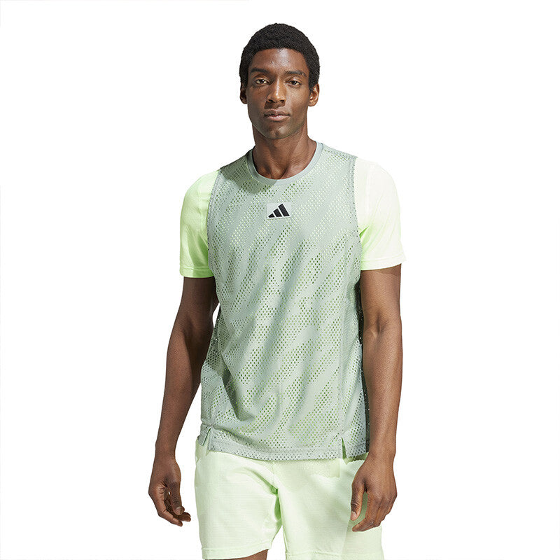 adidas Mesh Layering Pro Tee (M) (Silver Green) vid-40381336027223 @size_S ^color_GRN