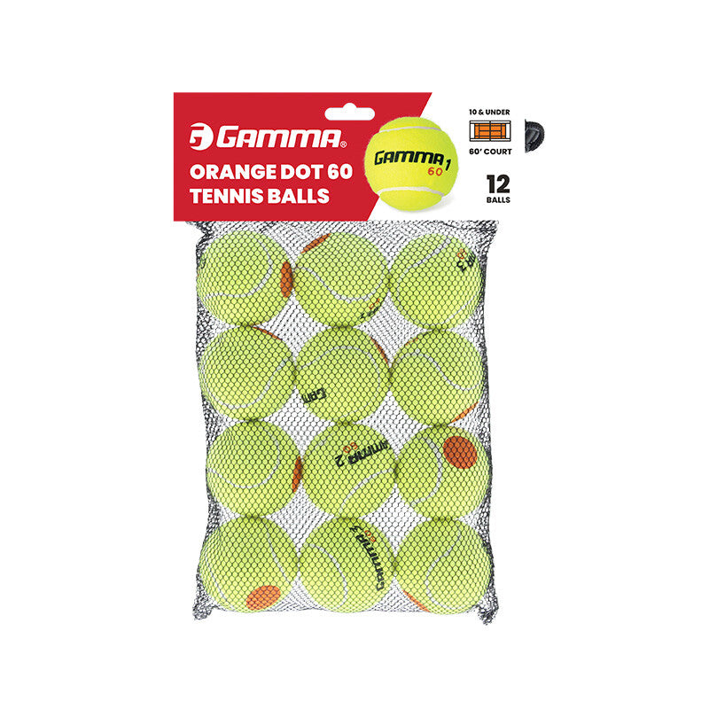 Gamma 60 Orange Dot Tennis Balls (Bag 12x) vid-40590773354583 @size_OS ^color_YEL