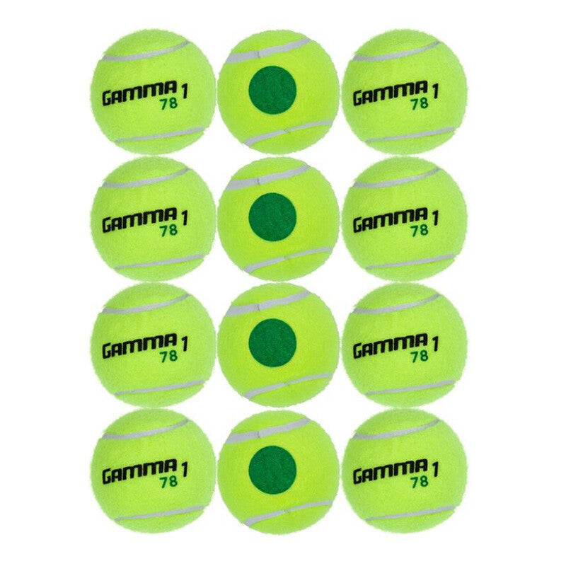 Gamma 78 Green Dot Tennis Balls (Bag 12x) vid-40609585201239 @size_OS ^color_YEL