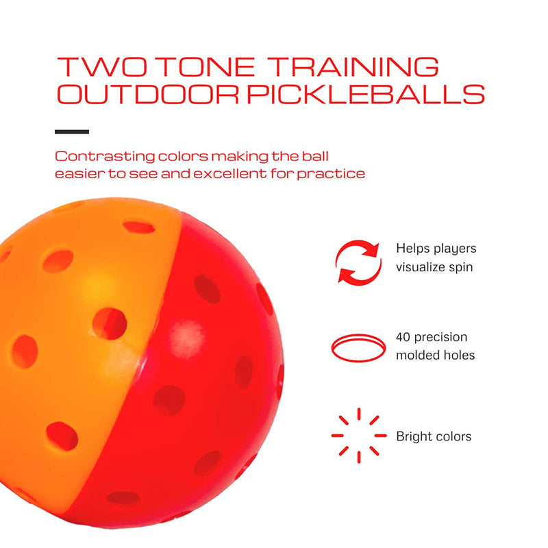 Gamma Two Tone Outdoor Training Pickleball (12x) (Red/Orange) vid-40141754794071