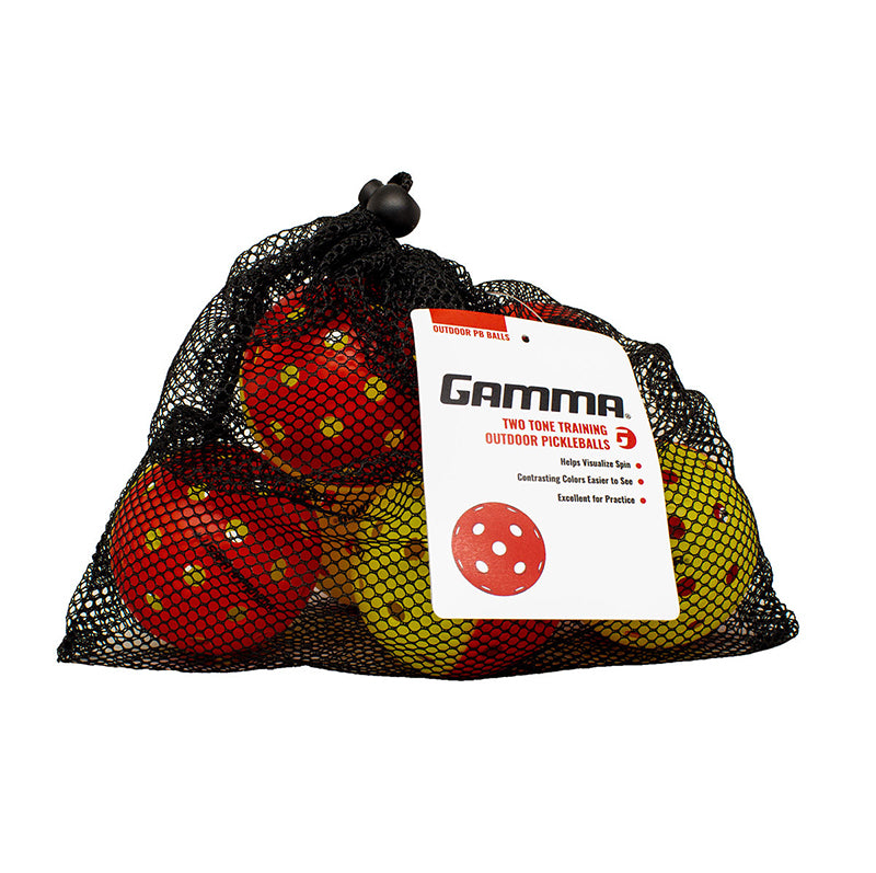 Gamma Two Tone Outdoor Training Pickleball (12x) (Yellow/Red) vid-40141754826839