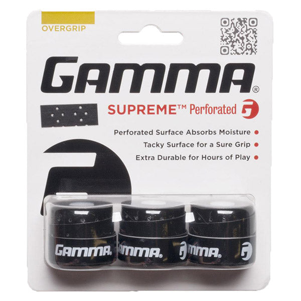 Gamma Supreme Perforated Overgrip (3x) (Black) vid-40142298480727