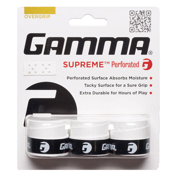 Gamma Supreme Perforated Overgrip (3x) (White) vid-40142298513495