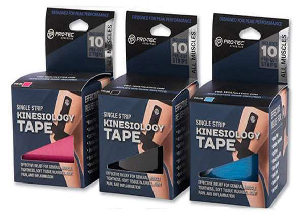 Pro-Tec Single Strip Kinesiology Tape (10x)(Black) vid-40216338628695 @size_OS ^color_BLK